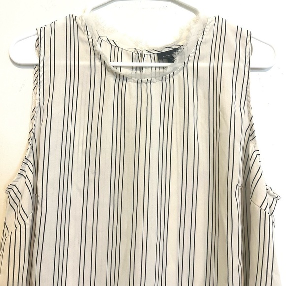 2/$15 Who What Wear - Black and Off White Striped Sleeveless Blouse/Top - Picture 4 of 9